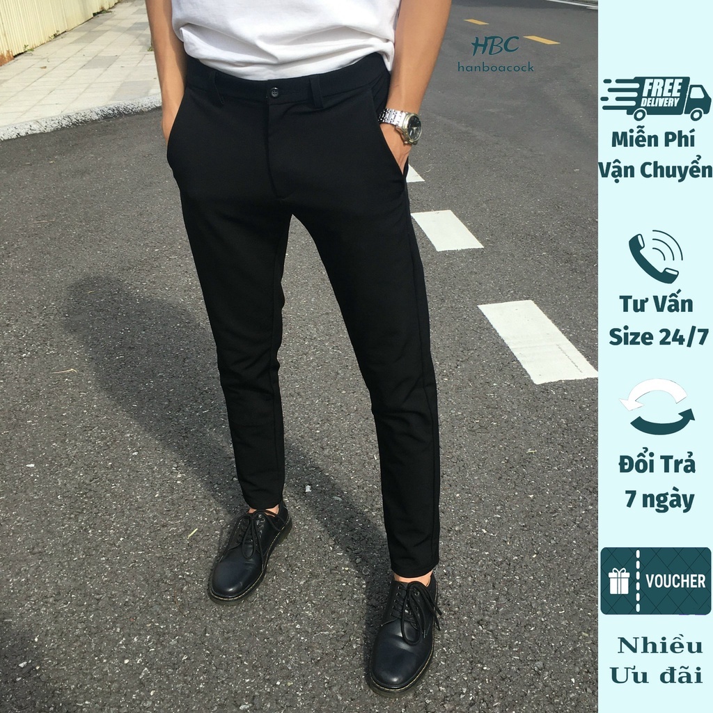 Quần tây âu nam ống Côn dáng body HANBOACOCK chất vải mềm mịn, thoáng mát, Quần dài học sinh, sinh viên, công sở