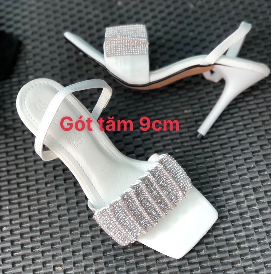 Guốc WAN quai đá nhún phối dây sau gót nhọn 9 phân và 11 phân quai nhún đá - TH77