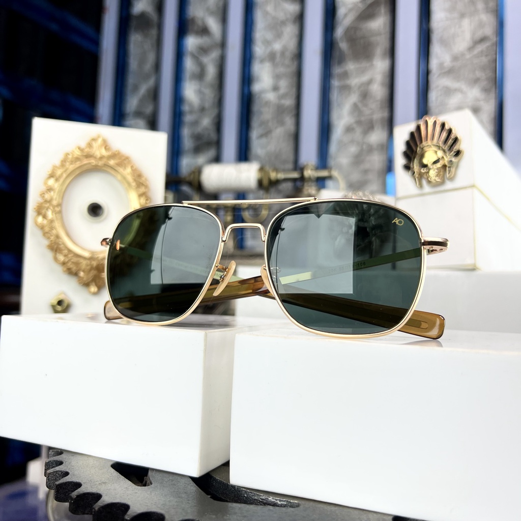 Kính Mắt Nam ⚜️Bệu Store⚜️ Kính Cơn American Optical  Mỹ - Mắt kính thủy tinh - Gọng mạ vàng xi 18K - Chống tia UV