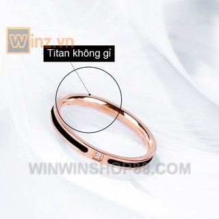 💍💍 Nhẫn cặp Titan đính đá N259 (màu đen, viền đồng) 💍💍- Winz.vn
