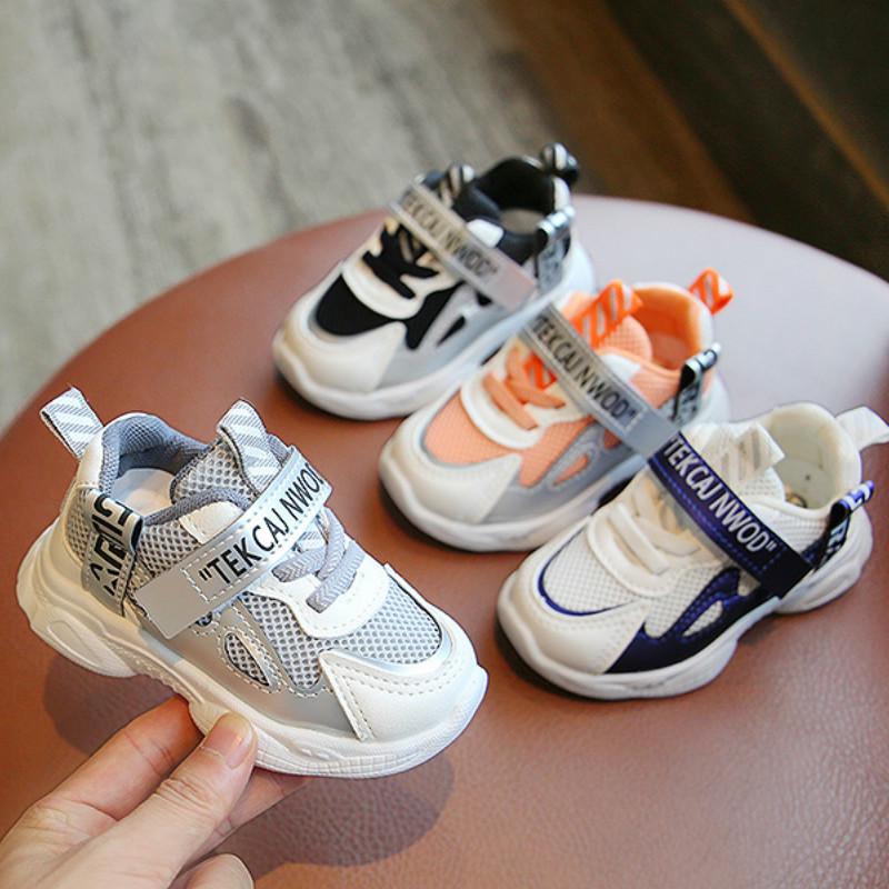 Giày thể thao phối lưới đế mềm chống trượt phong cách thời trang Hàn Quốc dành cho bé trai và bé gái