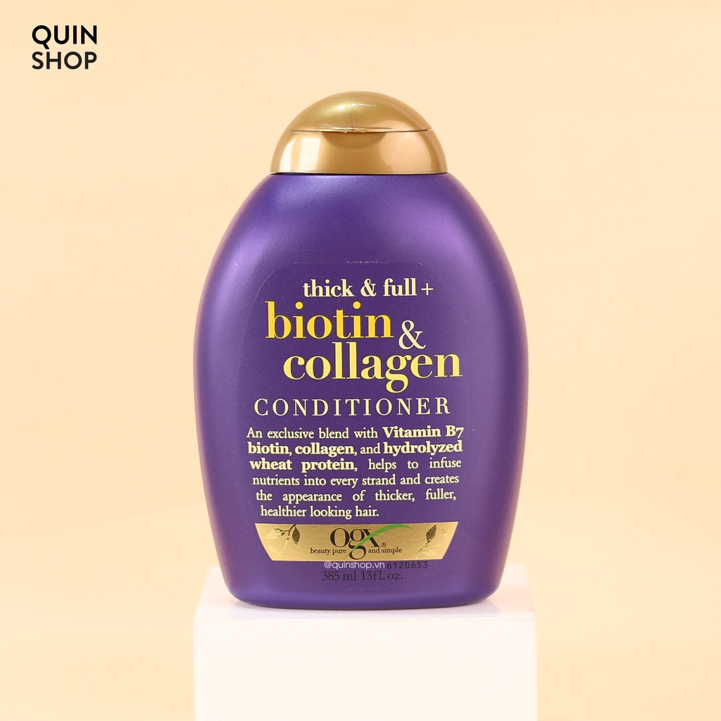 Cặp Gội - Xả Ngăn Rụng Tóc OGX Thick &amp; Full Organix Biotin &amp; Collagen