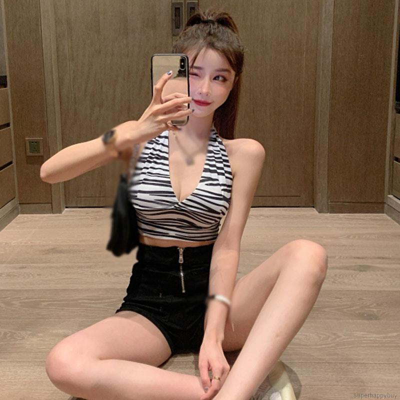 Áo tank top họa tiết ngựa vằn kiểu dáng gợi cảm dành cho nữ