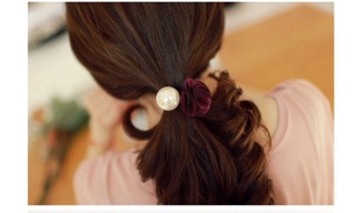 🌸Buộc tóc hoa hồng voan