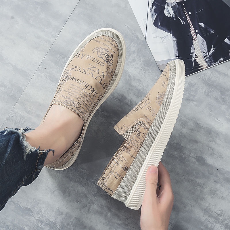 Giày Lười Vải Canvas Thời Trang Hàn Quốc Năng Động Cho Nam