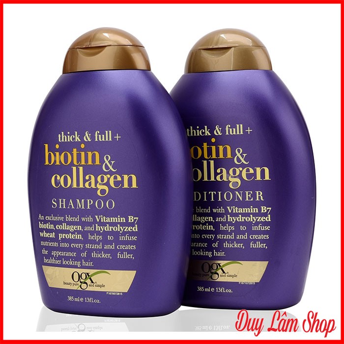 Bộ dầu gội kích thích mọc tóc Biotin Collagen OGX – Organix Thick &amp; Full