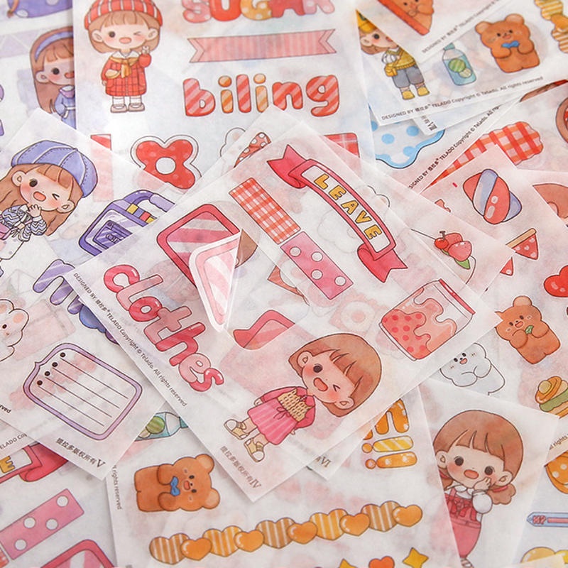 ⭐ iLado ⭐【10PCS】 Không Thấm Nước Nhãn telado Hình Dán Cute Sticker Dễ Thương Tập Vở Sổ Sticker Trang Trí Sổ Hình Dán Sticker Trang Trí Sổ Dán Sổ Lưu Trữ Sticker Hiểm Bộ Sticker Nhãn Dán Sổ Chiết Lưu Trữ