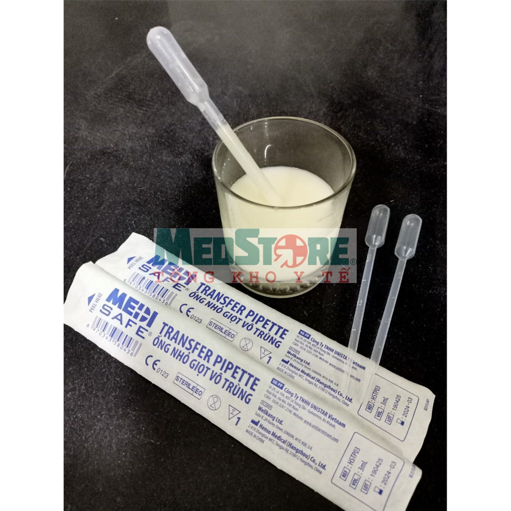 Set 100 ống bón sữa tiệt trùng ,ống nhỏ giọt vô trùng (pipet) 3ml Medisafe