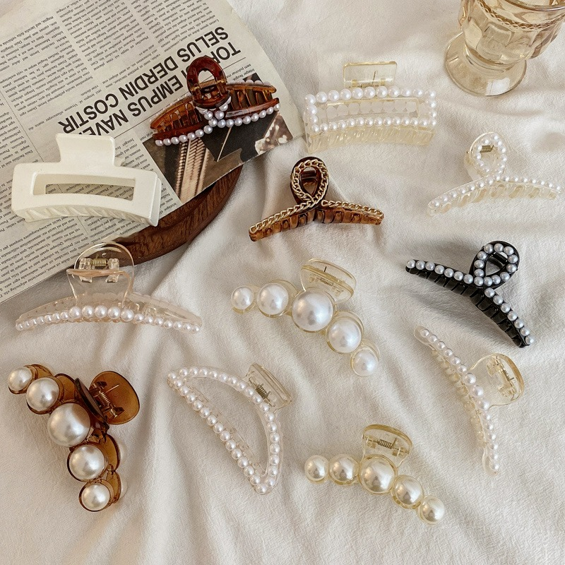 Kẹp Tóc Càng Cua Đính Ngọc Trai Thời Trang