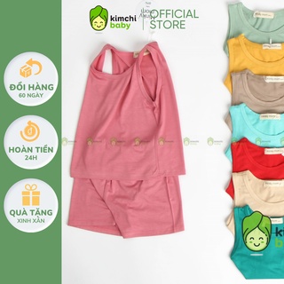 Bộ Ba Lỗ Bé Gái, Bé Trai Minky Mom Vải Thun Lạnh Basic Nhiều Màu