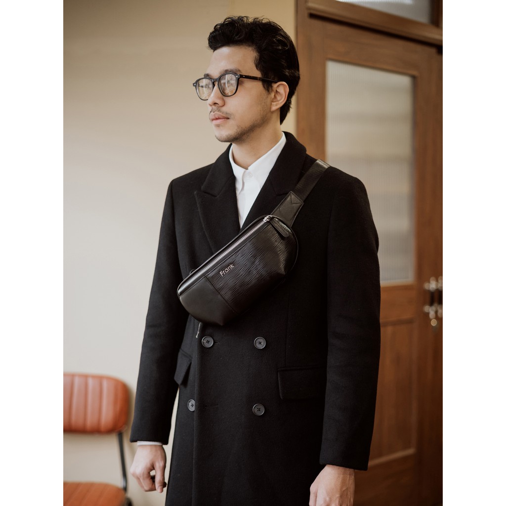 Túi Đeo Ngực Nam Da Bò Saffiano Cao Cấp FRANK Conary Sling Pouch, Túi Nam Sang Trọng Tiện Dụng