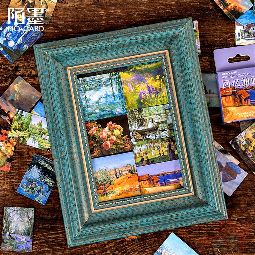 ❉ Sticker Dán Niêm Phong Tranh Sơn Dầu Đẹp Mắt ❉ Hộp 45 Miếng Dán Sticker Trang Trí Sổ Lưu Niệm