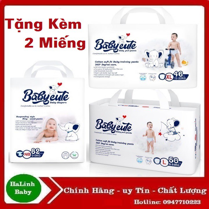 Bỉm Quần/Dán Baby Cute size (NB82-S72-M60-M52-M52-L50-XL46-XXL44).