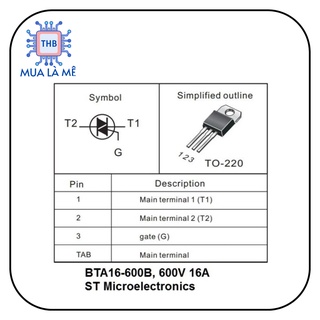 Triac BTA16 600B 16A 600V