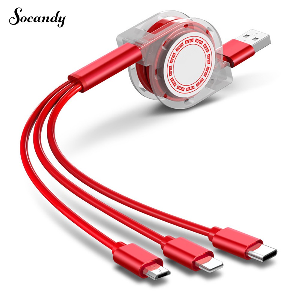 Dây Cáp Sạc Nhanh 3 Trong 1 2a Usb Type-C Cho Iphone Android