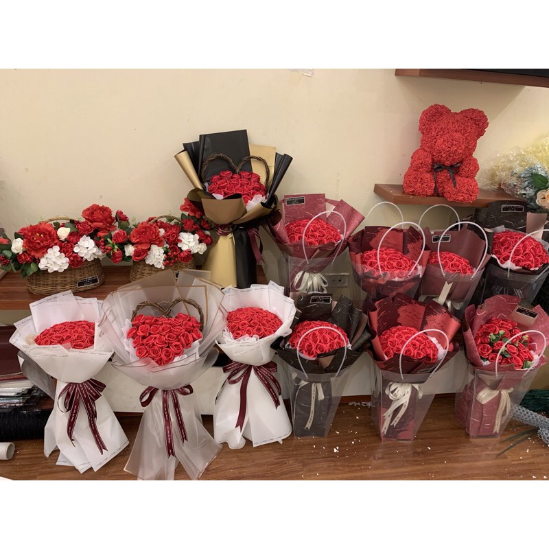 Bó hoa sáp trái tim, bó hoa sáp đẹp, bó hoa sáp sinh nhật