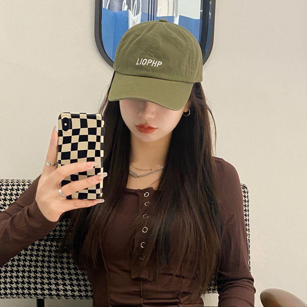 Mũ Lưỡi Trai Chất Liệu Polyester Cotton Thêu Chữ Phong Cách Hàn Quốc Độc Đáo Thời Trang Cho Nữ