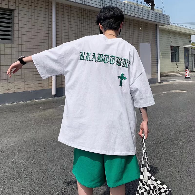 Áo Thun Tay Ngắn Dáng Rộng Cỡ Lớn Thoải Mái Thời Trang Mùa Hè Phong Cách Hip Hop Hàn Quốc Cho Nam size M-2XL