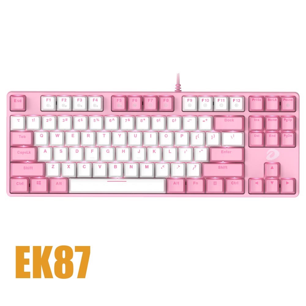 Bàn phím cơ Gaming DAREU EK87 PINK-WHITE (PINK-LED, Blue/ Brown/ Red D switch)