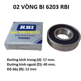 02 vòng bi 6203 rbi chất lượng cao