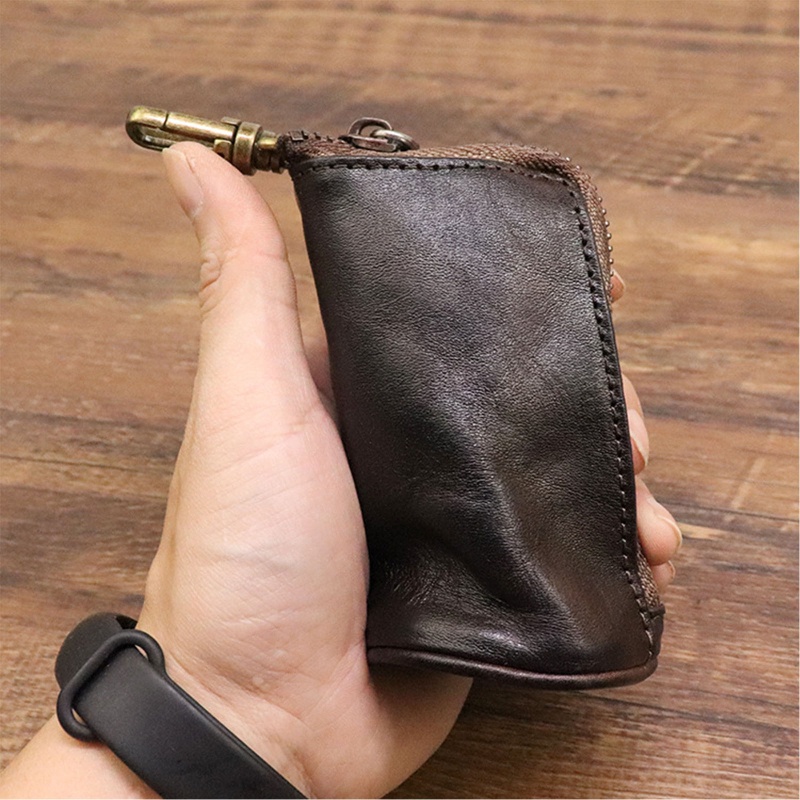 Ví Da Đựng Chìa Khóa Xe Hơi Có Khóa Kéo Phong Cách Vintage