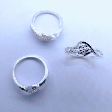 Nhẫn bạc nữ nhẫn sóng đôi đơn giản bạc ta