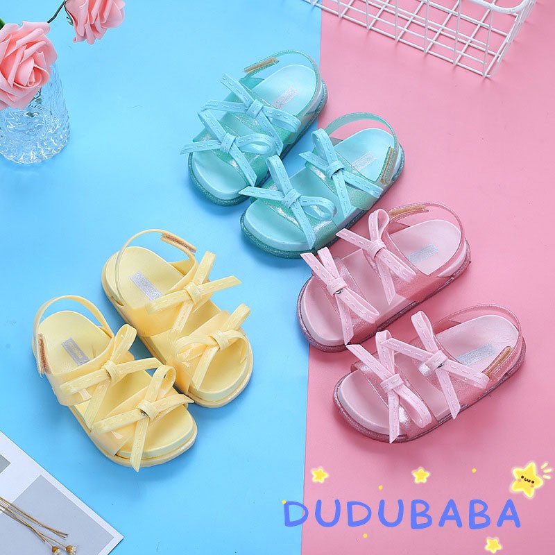 Giày sandal đế mềm chống trượt đính nơ xinh xắn cho bé gái