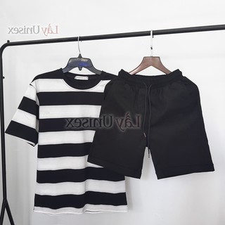 SET áo thun sọc ngang + shorts kaki