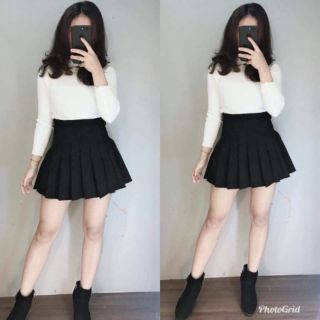 Chân váy xếp ly nhỏ màu đen (kèm quần trong)