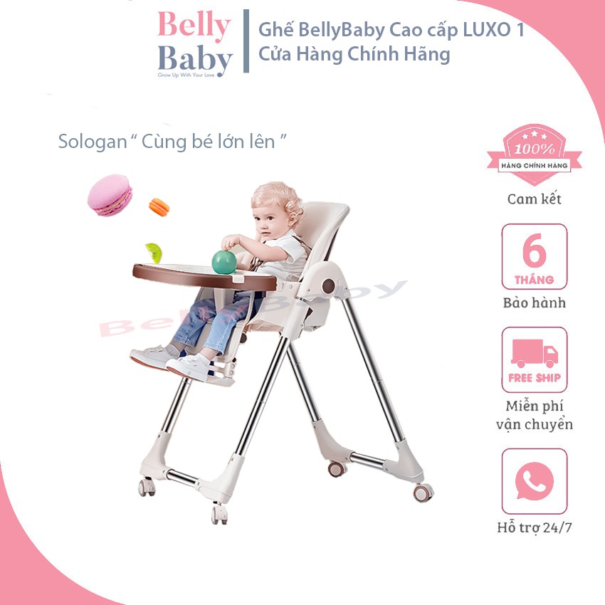 {FREESHIP} Ghế Ăn Dặm Bellybaby BBLux01 Bản Nâng Cấp 2021, Bàn Ăn Rộng, Thay Đổi Chiều Cao Và Ngả Lưng Theo Ý -BellyBaby