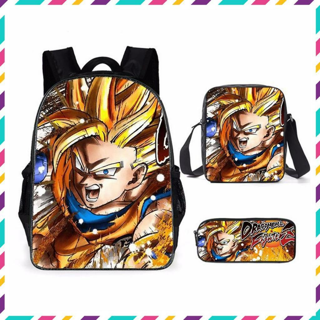 Balo đi học, balo học sinh cấp 1, túi đeo chéo, hộp bút hoạ tiết Dragon ball, Goku, Vegeta balo thời trang cho học sinh