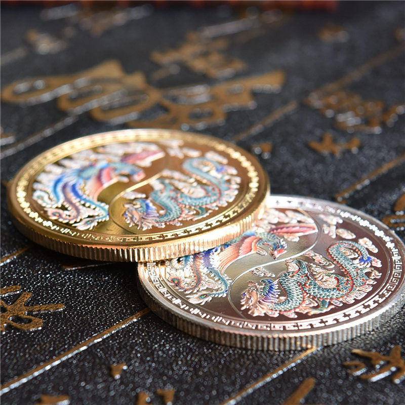 Đồng Xu In Hình Rồng Phượng Nhiều Màu Sắc