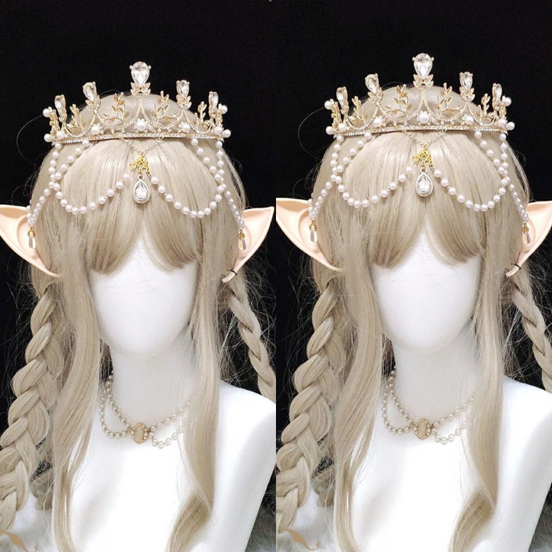 Băng Đô Hình Vương Miện Đính Ngọc Trai Giả Phong Cách Lolita
