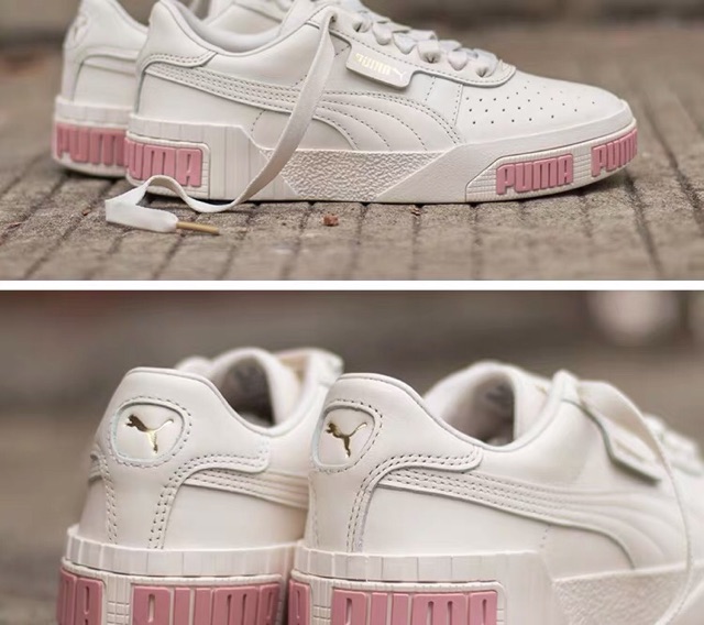 Giày Sneaker trắng sữa chữ hồng Cali Bold da xịn hàng cao cấp dành cho nữ hot 2019-2020.