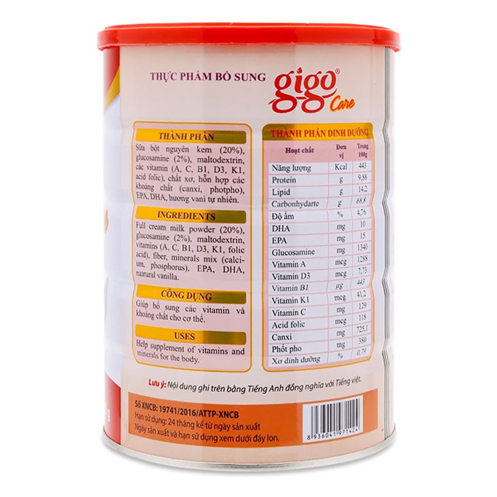 SỮA BỘT GIGO CARE 900G