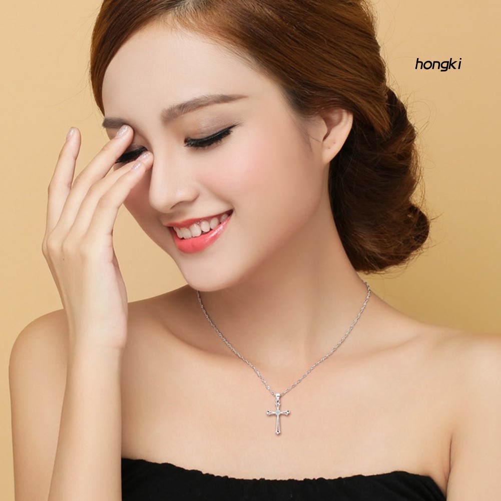 Mặt dây chuyền hình cây thánh giá đính đá zircon thời trang cho nữ