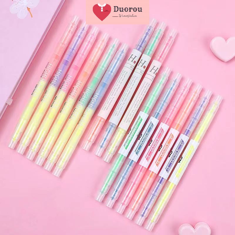(Hàng Mới Về) BÚT NHỚ bút highlighter hai đầu nét nhỏ- Bút Đánh Dấu Hai Đầu Màu Sắc Tươi Sáng