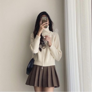 Chân váy tennis cạp lưng cao dáng xoè big size, váy ngắn xếp ly có lót màu đen/trắng/nâu