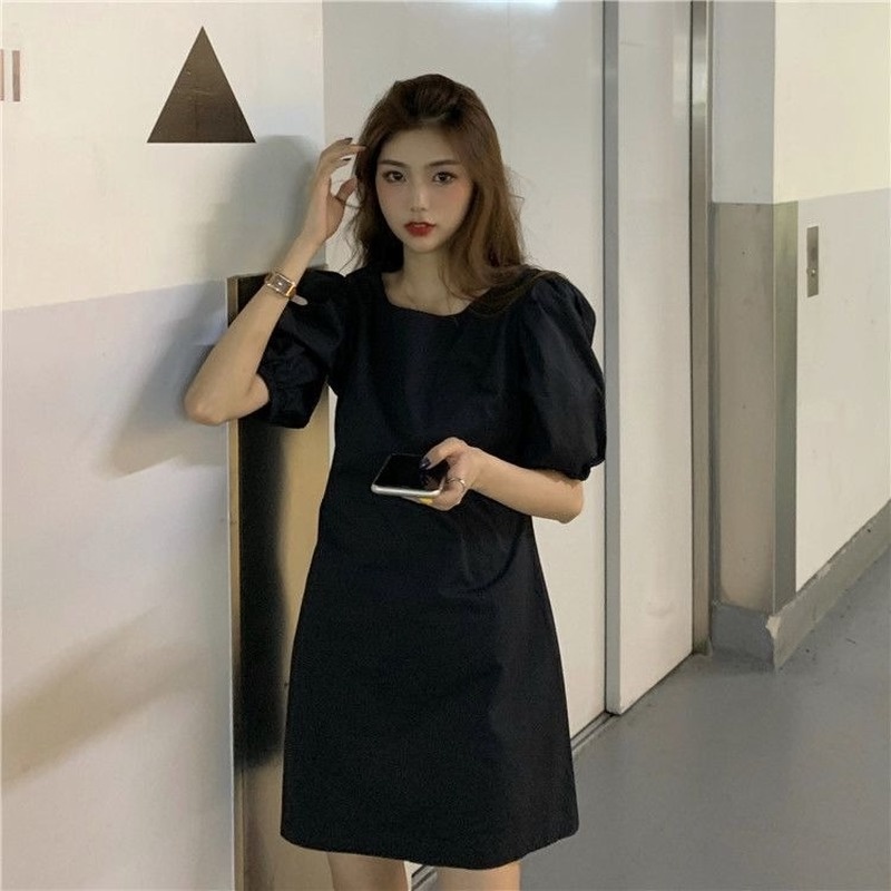 Đầm Tay Ngắn Phồng Phong Cách Retro Thời Trang Mùa Hè Cho Nữ