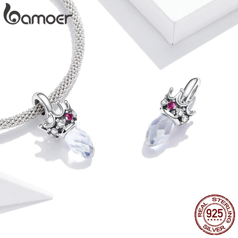 BAMOER Hạt Charm Hình Vương Miện Bằng Bạc 925 Dùng Làm Trang Sức Cho Nữ SCC1772