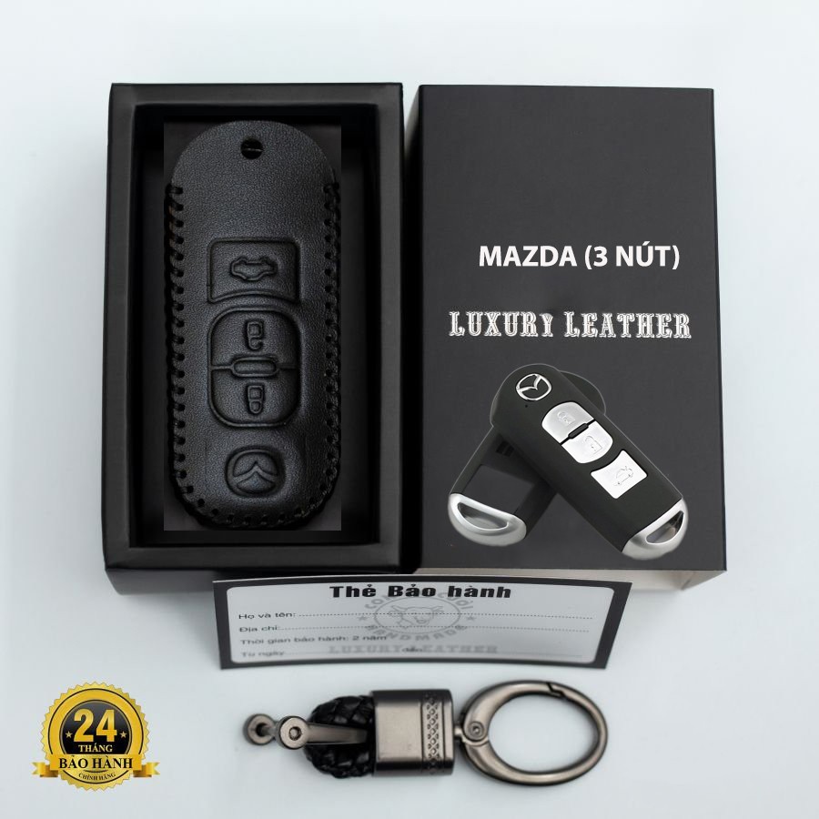 Bao Da Chìa Khóa Mazda 2,3,6,CX5 (3 nút) Bảo hành 2 năm 🐂 Da bò 100%