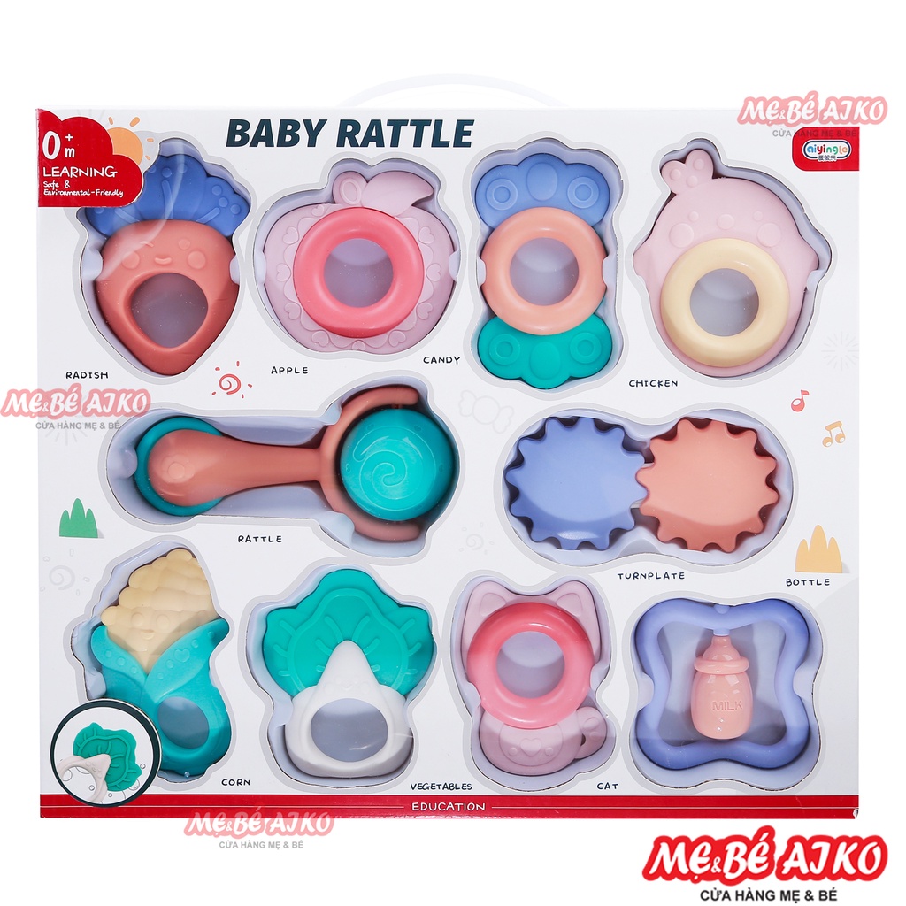 Đồ chơi, đồ chơi xúc xắc 10 món Baby Rattle 668-158 AC22