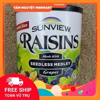 [SIÊU RẺ] HỘP NHO KHÔ MỸ KHÔNG HẠT SUNVIEW RAISINS JUMBO SIZE 425G