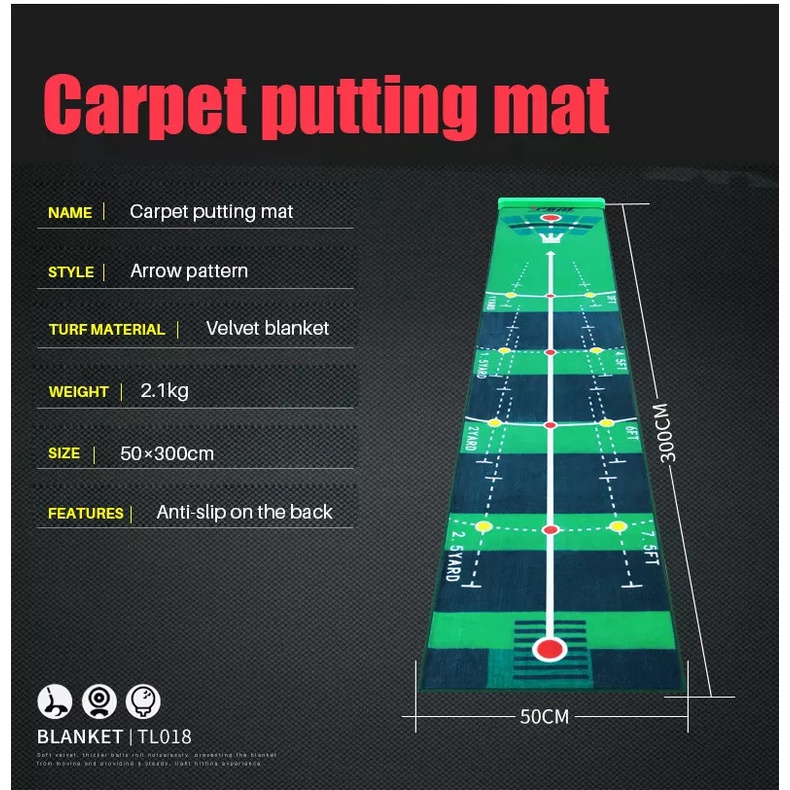 Thảm Nhung Tập Putting Golf - PGM TL018 Velvet Golf Putting Mat