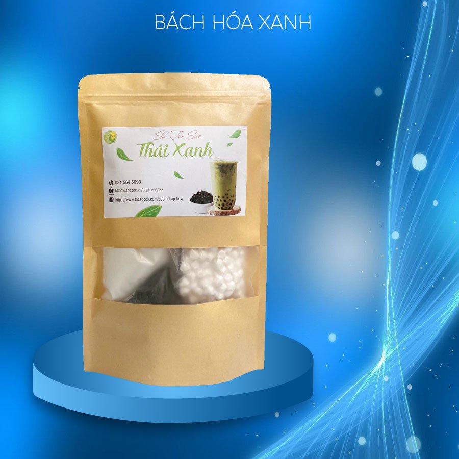 SET Trà Sữa Thái Xanh Thơm Ngon, Béo Ngậy - Set Nguyên Liệu Trà Sữa (2-3 Lít Trà) Tặng Kèm Công Thức- Bách Hóa Xanh