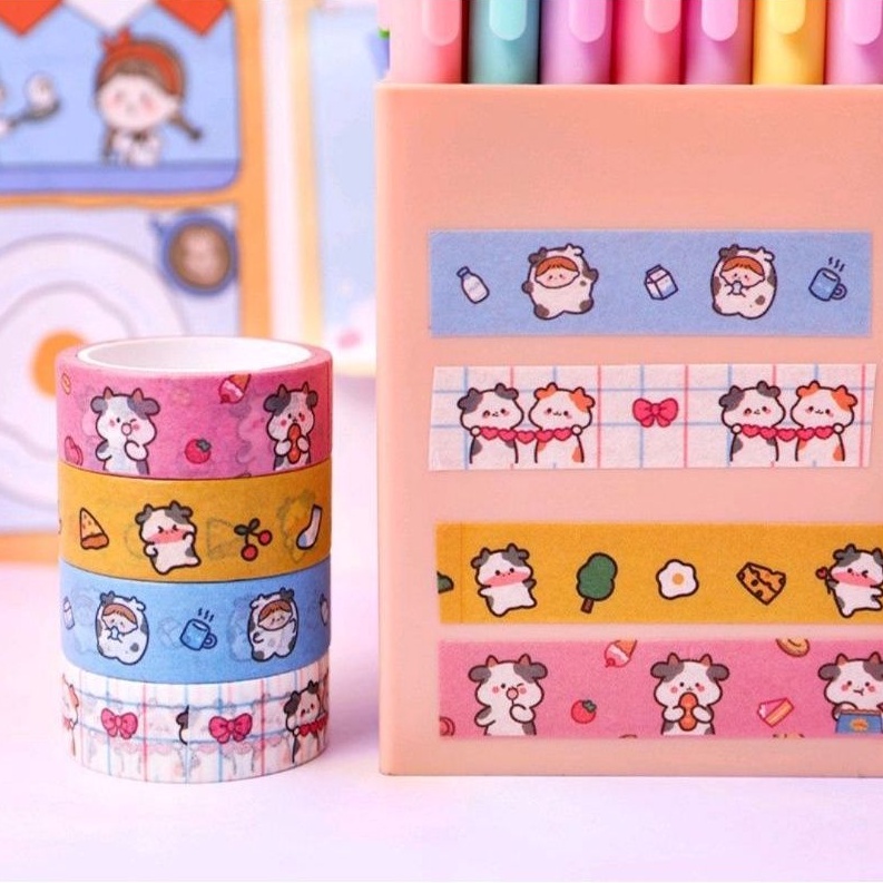 Set chiết washi tape bò sữa