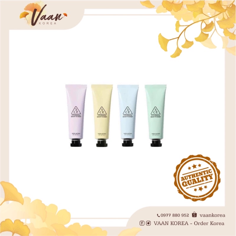 Kem lót 3CE BackToBaby MakeUp Base SPF 30, PA+++ 30ML