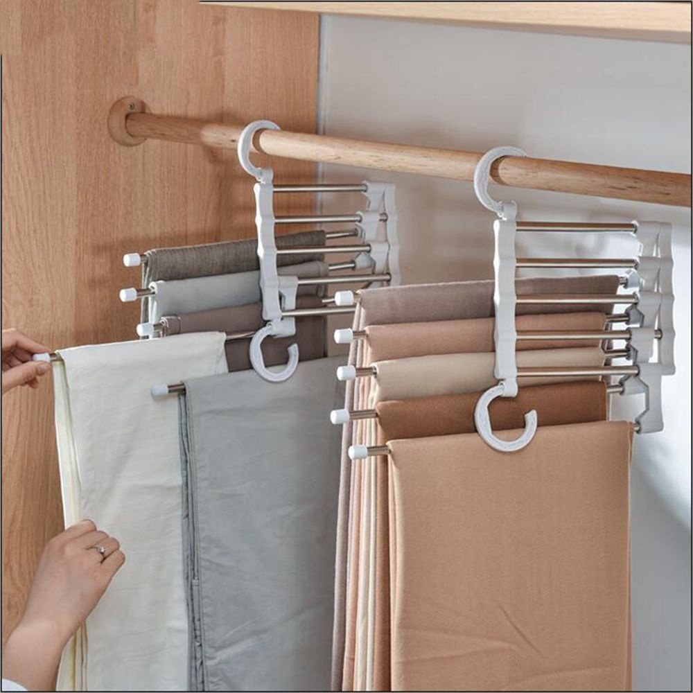 Móc Treo Quần Áo 5 Trong 1 Đa Năng Bằng Thép Không Gỉ