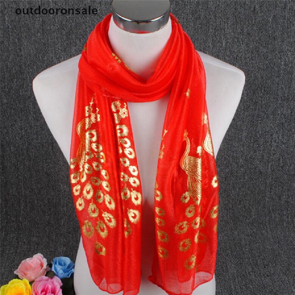 Khăn choàng cổ dài bằng lụa mềm mại in họa tiết chim công cho nữ
 | BigBuy360 - bigbuy360.vn