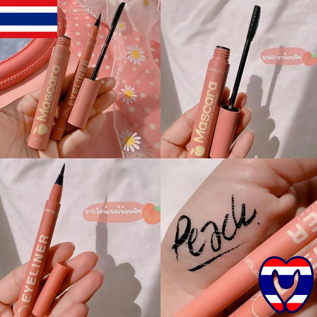 [ Chính Hãng ] Combo 2 món mascara + eyeliner Hengfu Peach - Mới